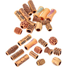 65pcs Large Hole Wood Beads for Hair Braids Dreadlocks Hair Extension Accessories