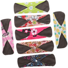 Reusable Washable Sanitary Pads Set 8pcs Bamboo Charcoal Fiber Nursing Mat and Blue Storage Bag