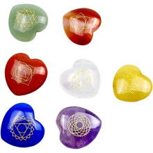 Heart Shape Chakra Energy Stones Set 7pcs 20mm Natural Amethyst Agate Healing Crystals