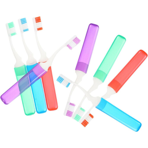 8pcs Travel Toothbrush Soft Bristles Compact Folding Design for Adults