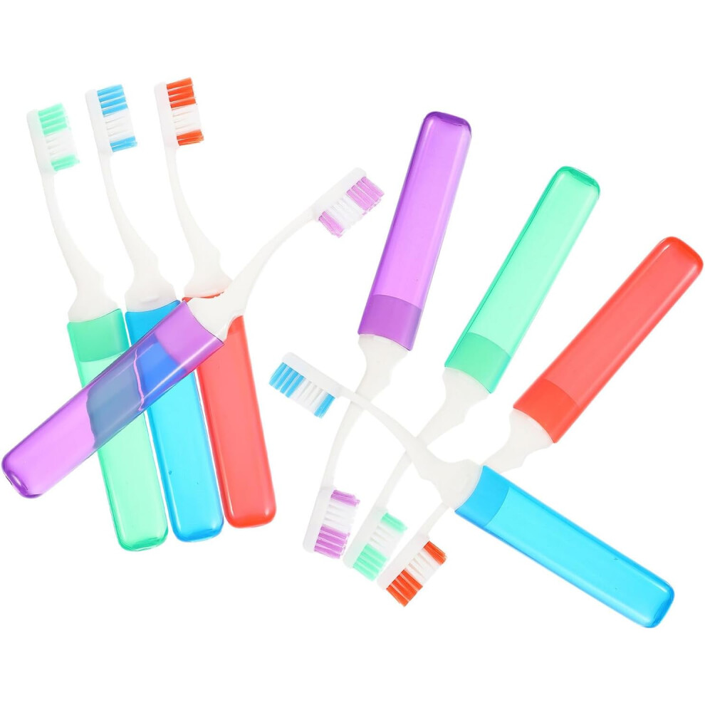Hkhbjs 8Pcs Travel Toothbrush Soft Bristles Compact Folding Design For Adults