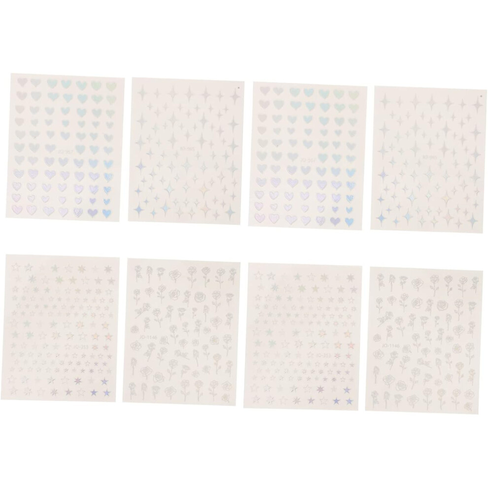 Hkhbjs 8Sheets Diy Nail Decals Adhesive Nail Art Stickers French Tip Press For False Accessories
