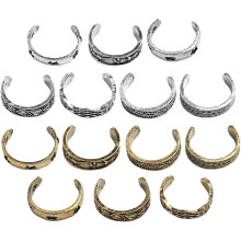 14-teiliges Set aus hohlen, kleinen Zehenringen aus Metall im Vintage-Stil für Damen, stapelbar in Gold und Silber