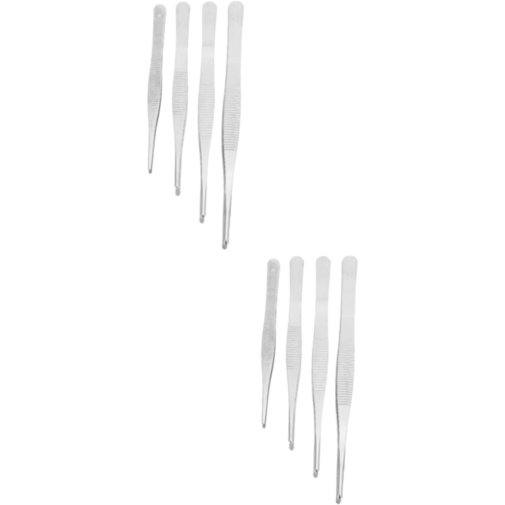 Hkhbjs 8Pcs Stainless Steel Tweezers Serrated Tips And Straight Blunt Design For Gardening Tool