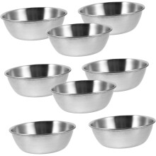 Gesichtsmasken-Mischschalen-Set, 8-teilig, Edelstahl, rund, silberfarben, Mehrzweckschale, Kosmetikschale