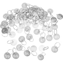 60pcs Round Metal Number Tags Chaveiros de aço inoxidável Charms Etiquetas para uso do armário da garagem do escritório