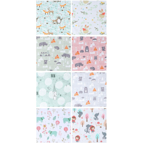 8 Pieces Cotton DIY Patchwork Fabric Squares Set, Printed Sewing Craft Cloth