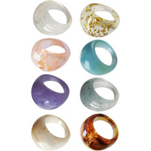 8er-Set Acryl-Ringe aus massivem Harz für Damen, Knöchelringe, breites, dickes Kuppeldesign, Modeschmuck