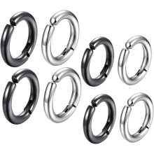 8 runde Ohrstecker (ohne Ohrloch), hypoallergen, aus Edelstahl, bequemer Sitz, trendiger, moderner Stil