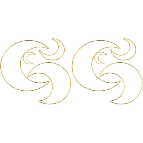 8 stk. gullmåneformede drømmefanger metallringer DIY-håndverksringer