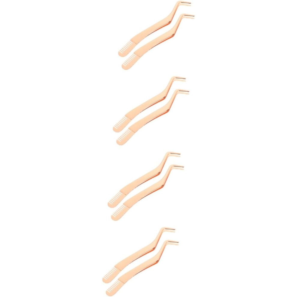 Hkhbjs 8Pcs Stainless Steel Eyelash Applicator Comb Eyelash Extension Tweezer Tool