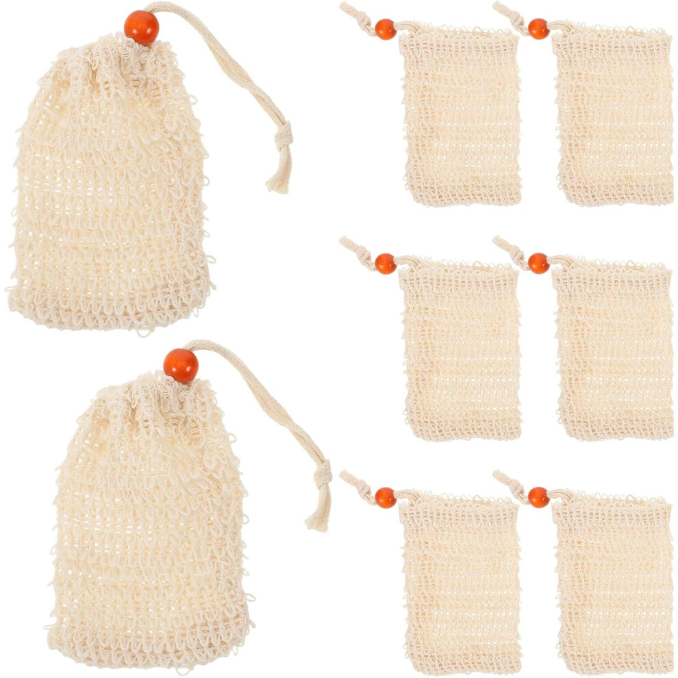 Hkhbjs Beige 8Pcs Bath Soap Net Reusable Exfoliating Mesh Net Shower Pouch For Body Cleansing Quick Drying Drawstring Closure Pouch