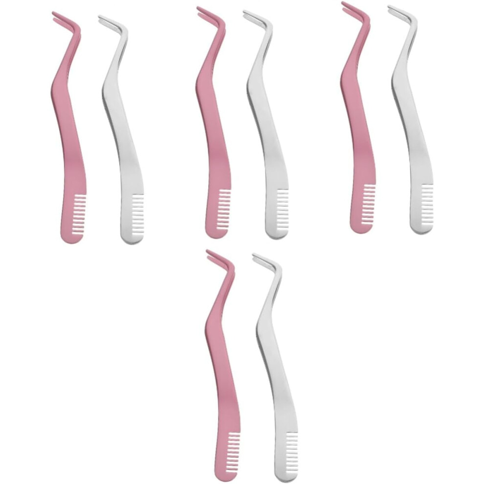 Hkhbjs 8Pcs Small Lash Tweezer Stainless Steel Eyelash Applicator Tool Professional Eyelash Clamp Tweezers For Extension