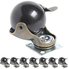 Schwerlast-Kugelrollen, 8 Stück, mit Bremse, Vintage-Metallmöbelräder