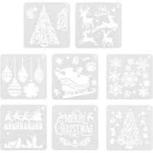 8 kerststencils, schildersjablonen, uitgesneden sjablonen, doe-het-zelf tekenen