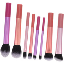 Ensemble de 8 pinceaux de maquillage doux à long manche pour fards à paupières, blush et poudre