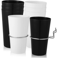 Lochwandbecher mit Haken (4 schwarze, 4 weiße) – Aufbewahrung für Bastelzimmer, Werkzeug, Garage, Büro, Werkbank