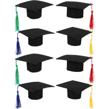 8pcs Mini Graduation Cap Bottle Toppers with Tassels Reusable Wine Bottle Covers