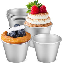 Lot de 8 moules à cupcakes, puddings et gâteaux de 7,6 cm (3 pouces) en alliage d'aluminium antiadhésif, pour une utilisation domestique.
