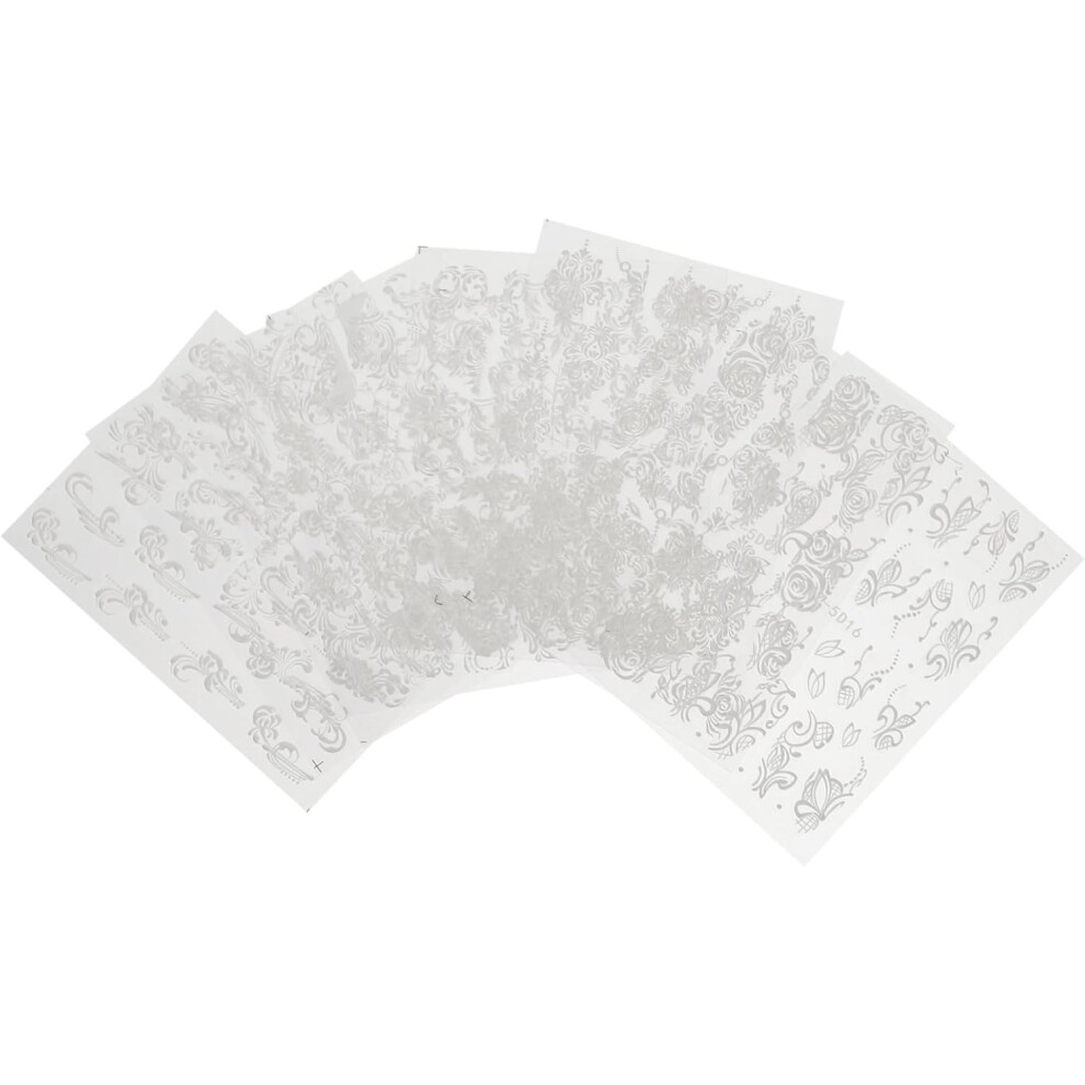 Hkhbjs 8Sheets Embossed Nail Art Stickers Floral Nail Decals For Manicure Easy To Apply