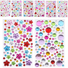 8 fogli di adesivi per nail art a forma di diamante, gemme per il viso, gioielli autoadesivi con strass per trucco e forniture per unghie
