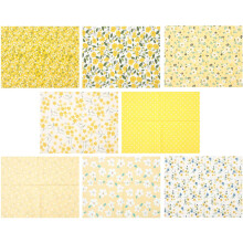 Printed Patchwork Fabric Bundle 8pcs Yellow Floral Cotton Sheets DIY Sewing Accessories Quilting Cloth