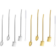 Rostfritt stål sugrörsskedar spade sked 304 rostfritt stål elegant kreativ unik sugrörsdesign bordsdekoration