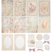 Vintage-Spitzen-DIY-Scrapbooking-Materialpaket für Handarbeiten, mehrteiliges Dekorpapier und Aufkleber