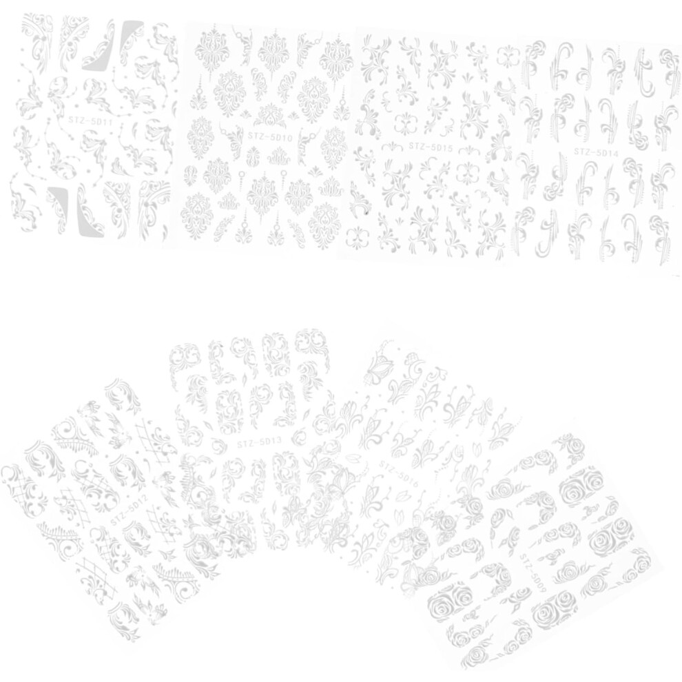 Hkhbjs 8Sheets Nail Art Stickers Flower Decals Self-Adhesive Nail Stickers For Diy Art Designs