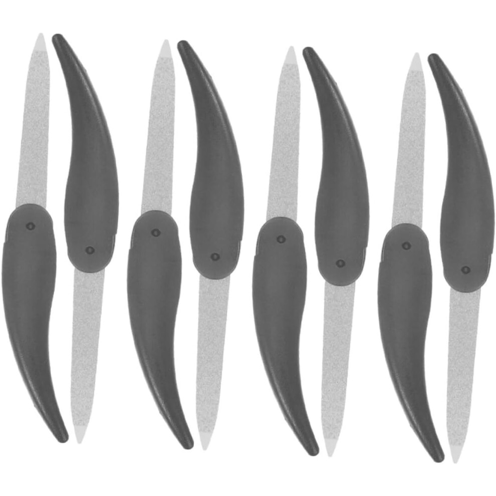 Hkhbjs 8Pcs Double-Sided Fingernail File Metal Nail File Set Cuticle Remover Ox Horn Shaped