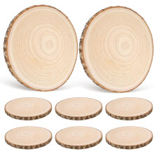 8 Stück natürliche Paulownia-Holzscheiben, Rinde, 20-23 cm x 1,5 cm dick, rustikale runde Holzscheiben