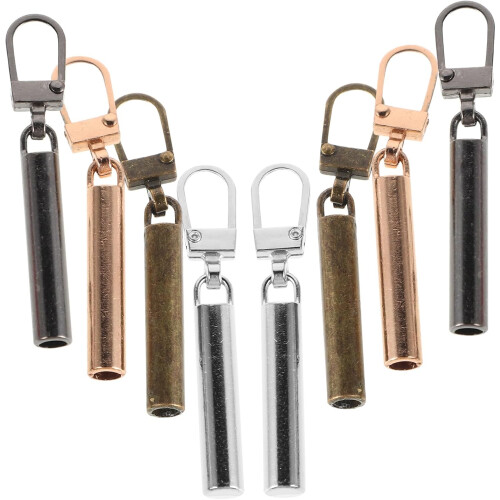 8pcs Metal Zipper Pull Replacement Kit Detachable Zip Heads Universal Suitcase Backpack Jacket Repair Accessory