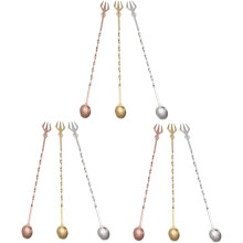 9-teiliges Set Weinrührer, Cocktaillöffel, Doppelkopf-Rührstab, Edelstahl-Rührstab