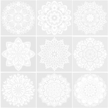 9 wiederverwendbare Mandala-Malschablonen mit abgerundeten Kanten aus hochwertigem Kunststoff