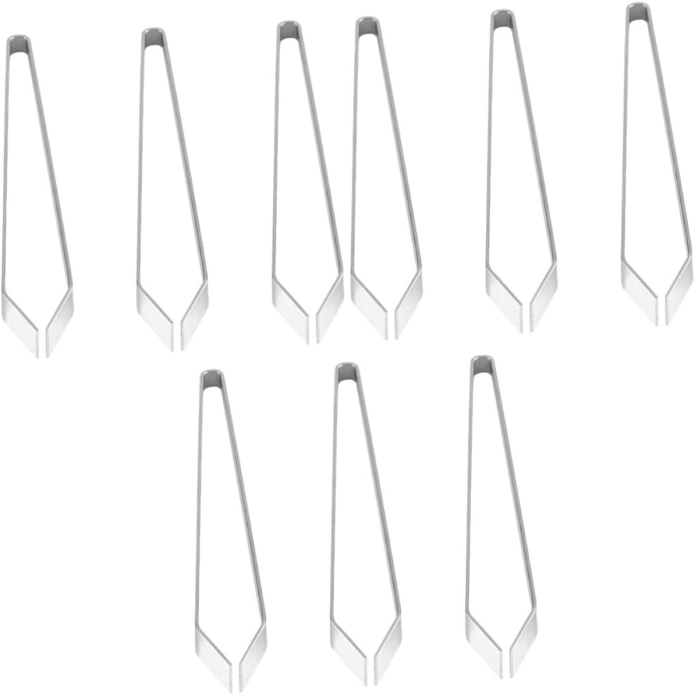Hkhbjs Silver 9Pcs Fish Bone Tweezers Stainless Steel Slant Tip Precision Tweezers