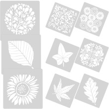 9 bloemstencils voor het beschilderen van muren en knutselprojecten, herbruikbare bloem- en bladstencils gemaakt van stevig PET-materiaal.