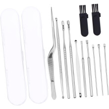 2er-Set Ohrenschmalzentferner-Set, Ohrenschmalzentferner aus Edelstahl mit zwei Köpfen, professionell, geeignet für Erwachsene