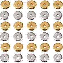 80pcs Stainless Steel Flat Round Spacer Beads 6mmx2mm Mixed Silver and Gold Tone
