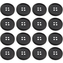 100 boutons en résine noire de 15 mm, ronds, à quatre trous, pour la couture et la confection de costumes.