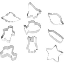 9 moules à biscuits sur le thème de l'univers, en acier inoxydable.