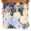 Flores artificiais de seda azul, dálias e rosas com hastes (24) 3