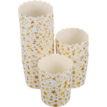 50 caissettes à cupcakes jetables en papier doré à motif d'étoiles dorées
