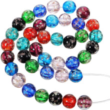 40 Stück im Dunkeln leuchtende Glasperlen, 8 mm, rund, mehrfarbig, Bastelperlen-Set für Schmuckherstellung und Armbänder