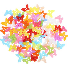 100 boutons papillon en résine colorée pour loisirs créatifs, accessoires de couture et projets artistiques.
