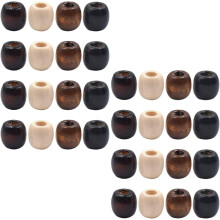 200pcs Large Hole Wooden Spacer Beads 17mm DIY Craft Beads Assortment Beige Coffee Dark Coffee Black