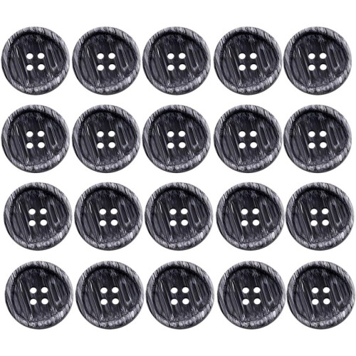 40pcs Resin Buttons Set, 4-Hole Vintage Wood Grain Style, Triangular Oval Shape