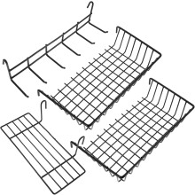 4er-Set Hängende Drahtgitter-Wandkörbe mit Haken für Küchenutensilien und Besen