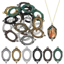 21 ovale Anhängerfassungen aus Legierung, Rohlinge für Schmuckherstellung, Charms, DIY-Bastelbedarf, Vintage