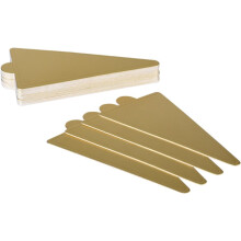 100 bases de papel para pasteles con forma triangular, resistentes, de cartón, para pasteles de mousse, color dorado.