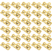 100 Stück Zinklegierung 2023 Zahlenanhänger Vintage Gold Anhänger DIY Halskette Bastelmaterial